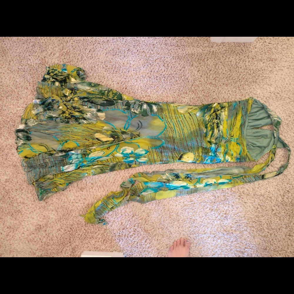 Multi colored green dress